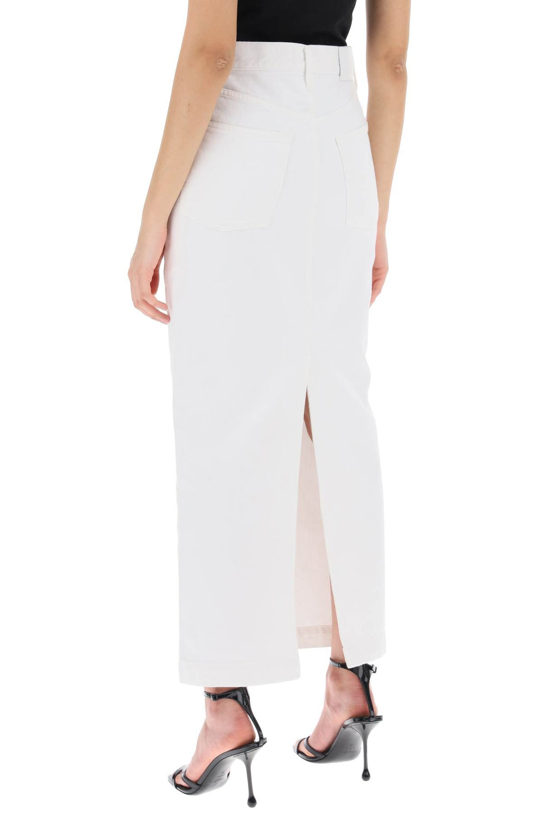 Wardrobe.Nyc Denim Column Skirt With A Slim   Bianco