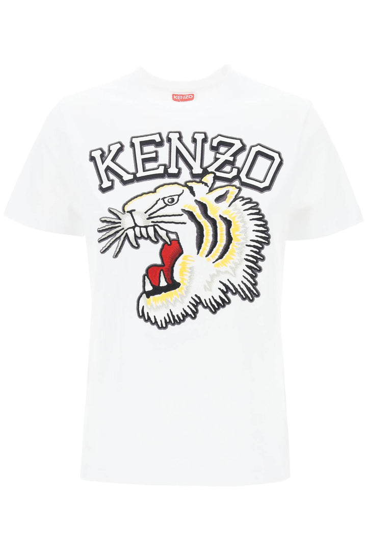 Kenzo Tiger Varsity Crew Neck T Shirt   Bianco