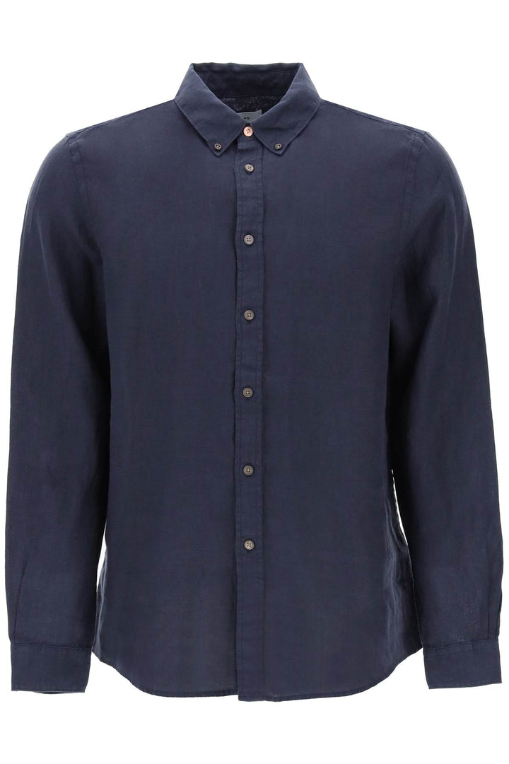 Ps Paul Smith Linen Button Down Shirt For   Blu