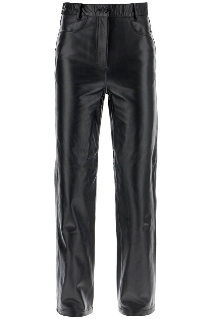 Toteme Straight Leather Pants For Men   Black