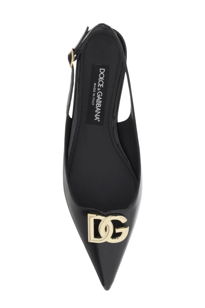 Dolce & Gabbana Slingback Ballet Flats With Dg Logo   Black