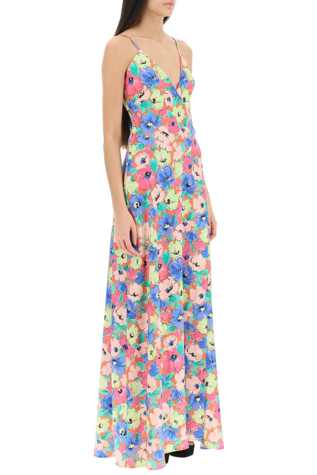 Rotate 'Shalonda' Satin Maxi Slip Dress   Multicolor