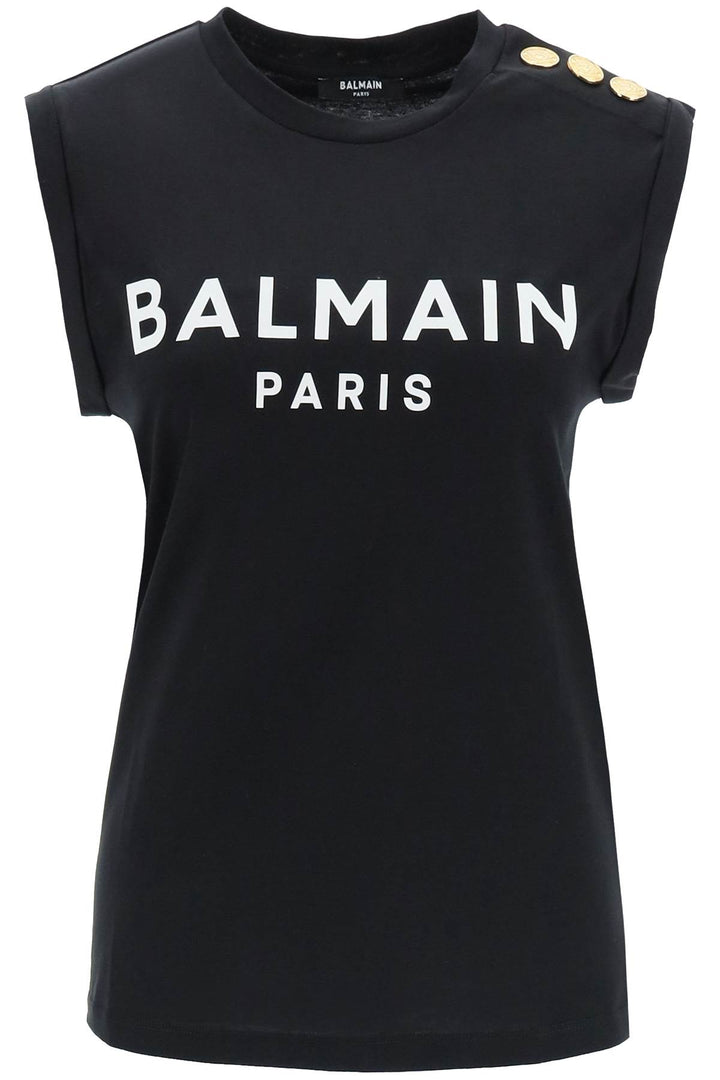 Balmain Logo Top With Embossed Buttons   Black