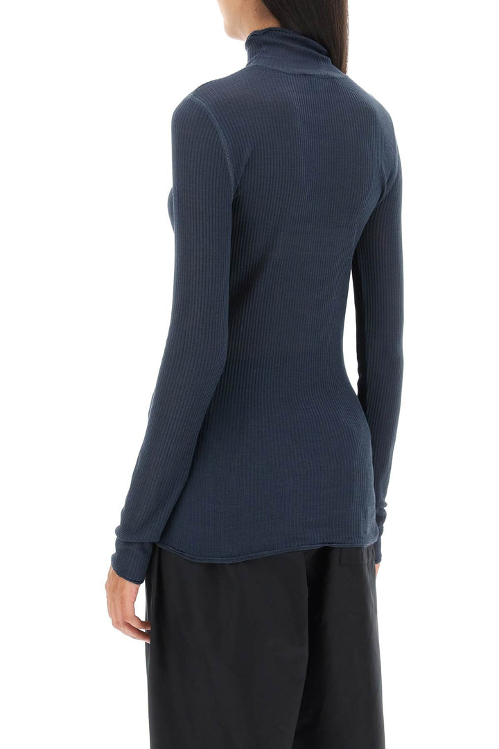 Lemaire Seamless Silk Turtleneck Sweater   Blu