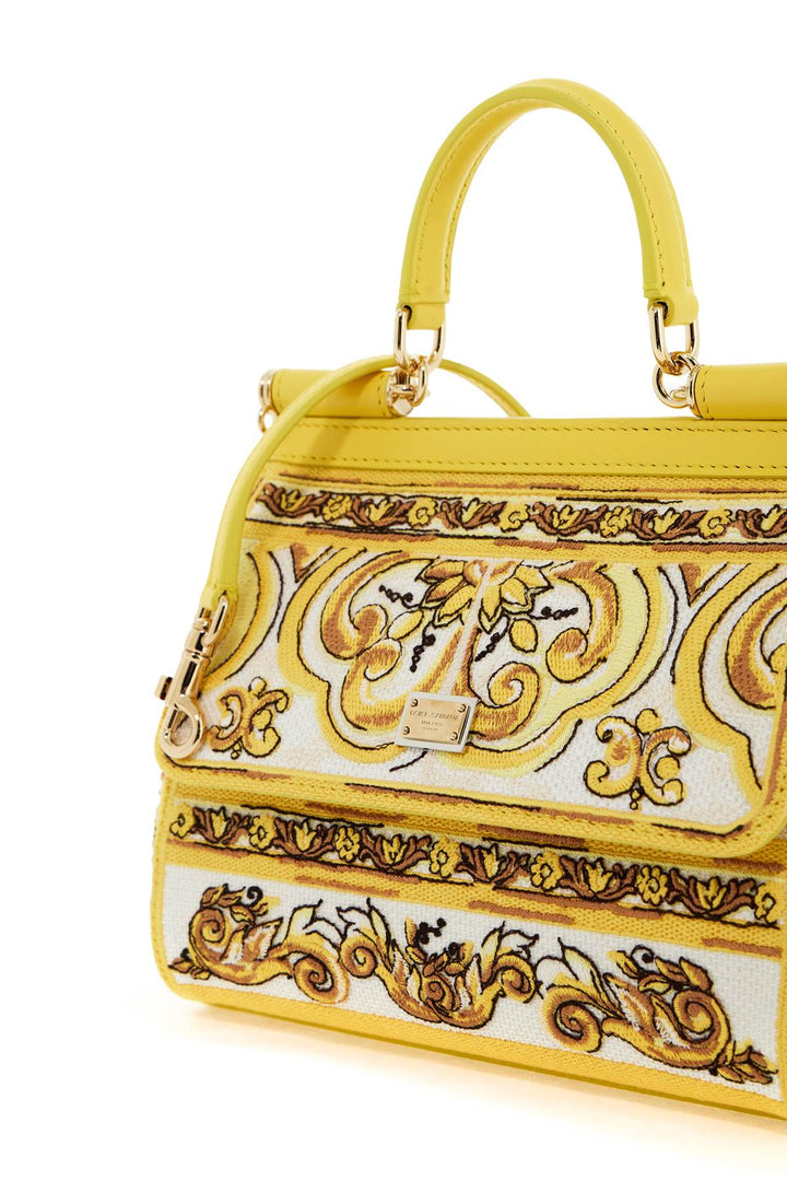 Dolce & Gabbana Medium Sicily Handbag With Maiolica Embroidery   Yellow