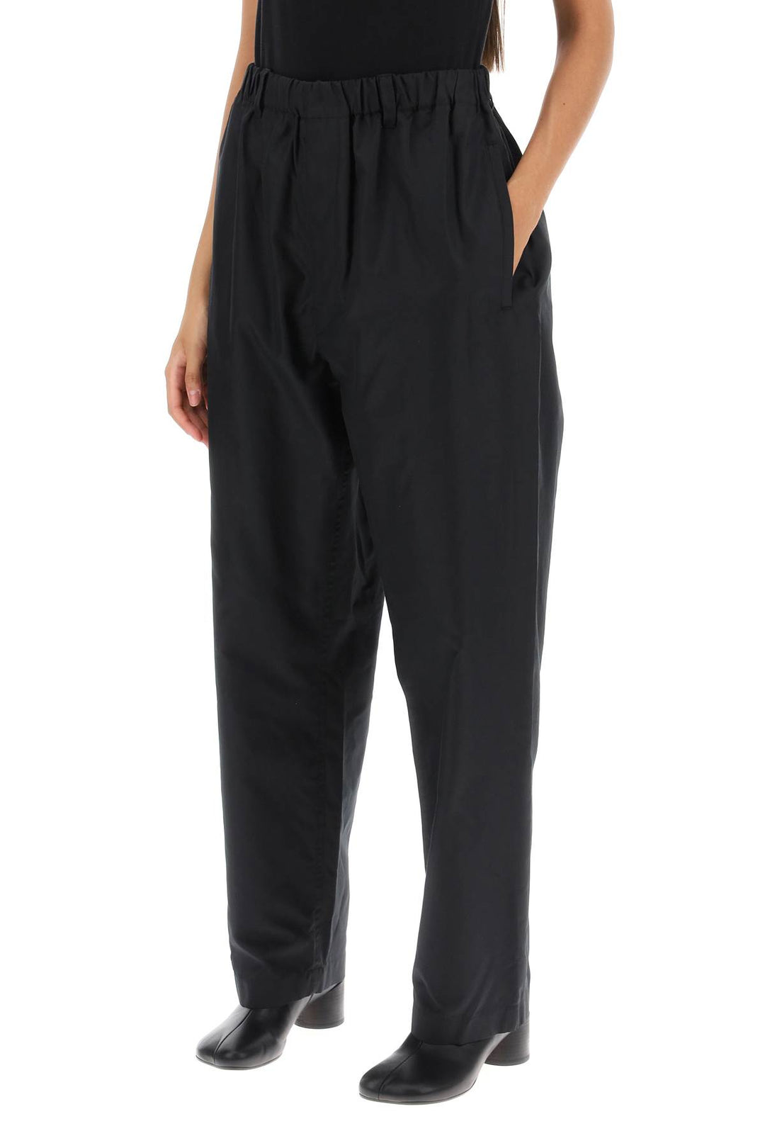 Lemaire Loose Pants In Silk   Nero