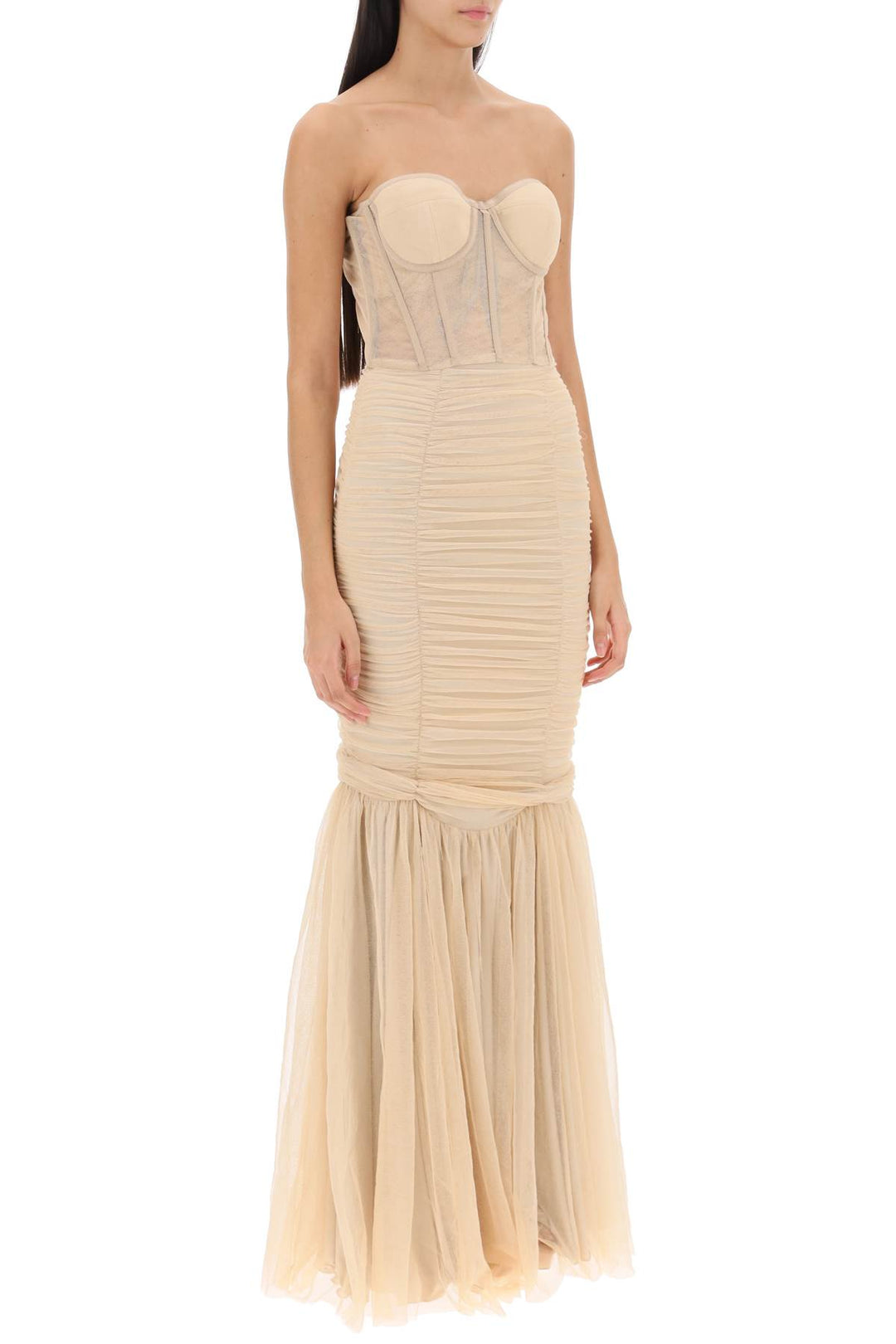 1913 Dresscode Long Mermaid Dress   Beige