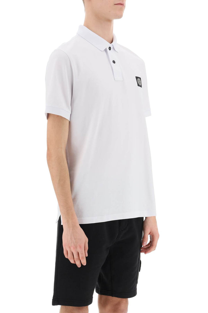 Stone Island Slim Fit Polo Shirt With Logo Patch   White
