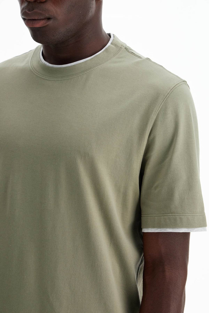 Brunello Cucinelli Layered Effect T Shirt   Khaki