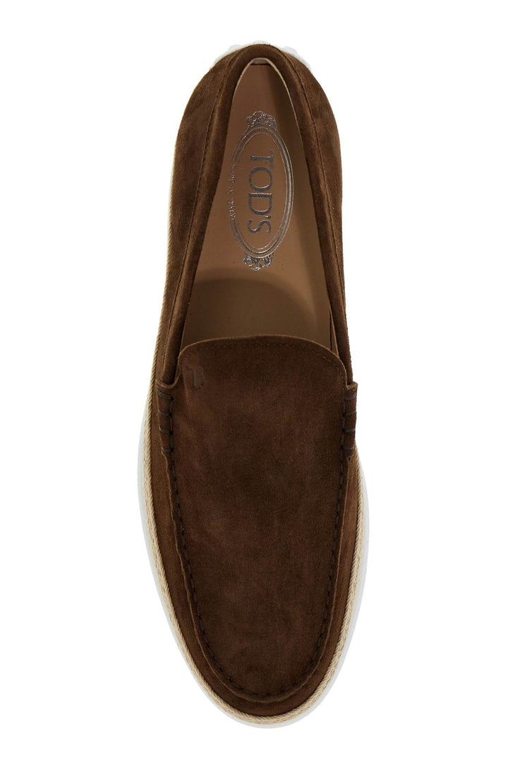 Tod's Suede Slip On With Rafia Insert   Brown