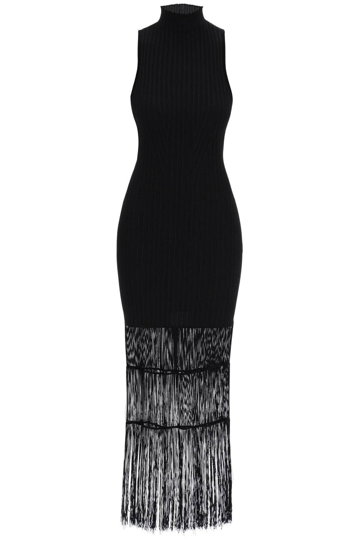 Khaite "ribbed knit dress with fringe details"