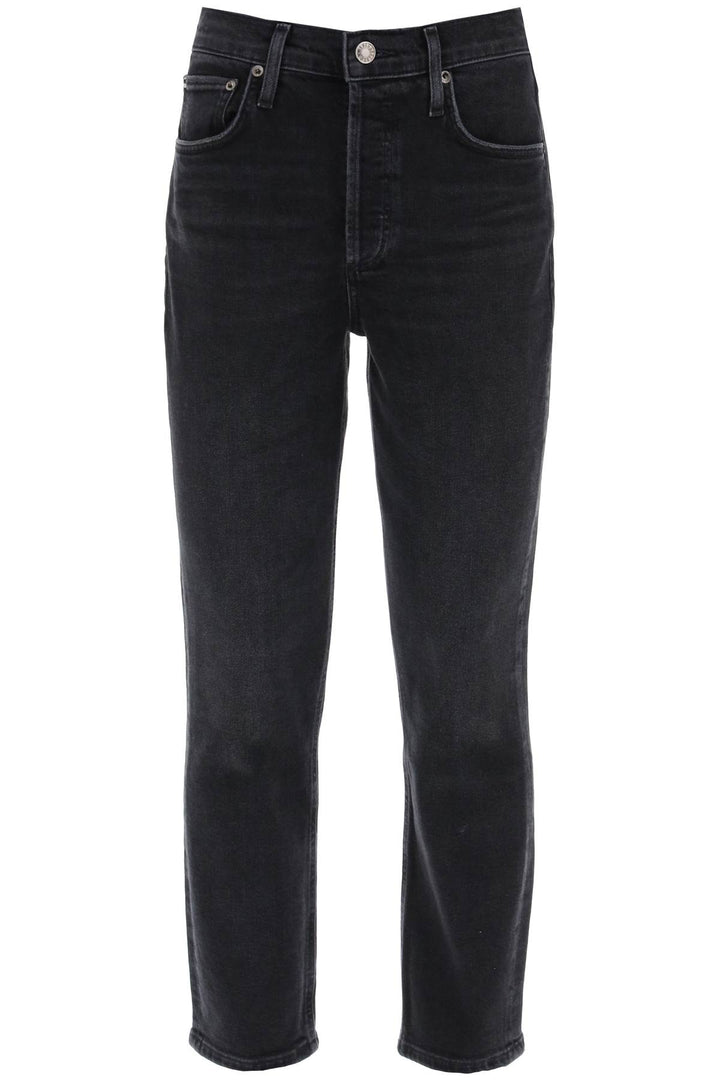 Agolde Riley High Waisted Cropped Jeans   Nero