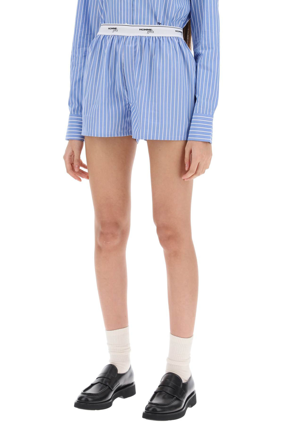 Homme Girls Cotton Boxer Shorts   Blu