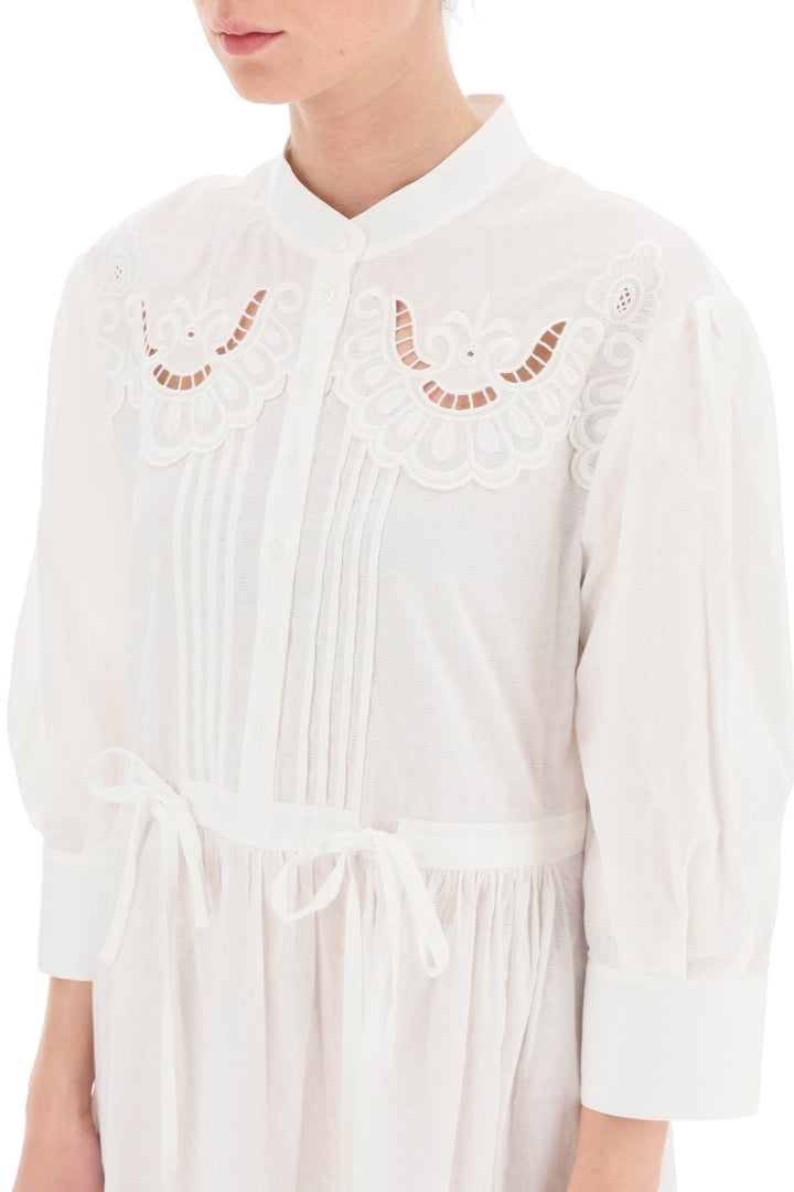 See By Chloe Embroidered Shirt Dress   Bianco