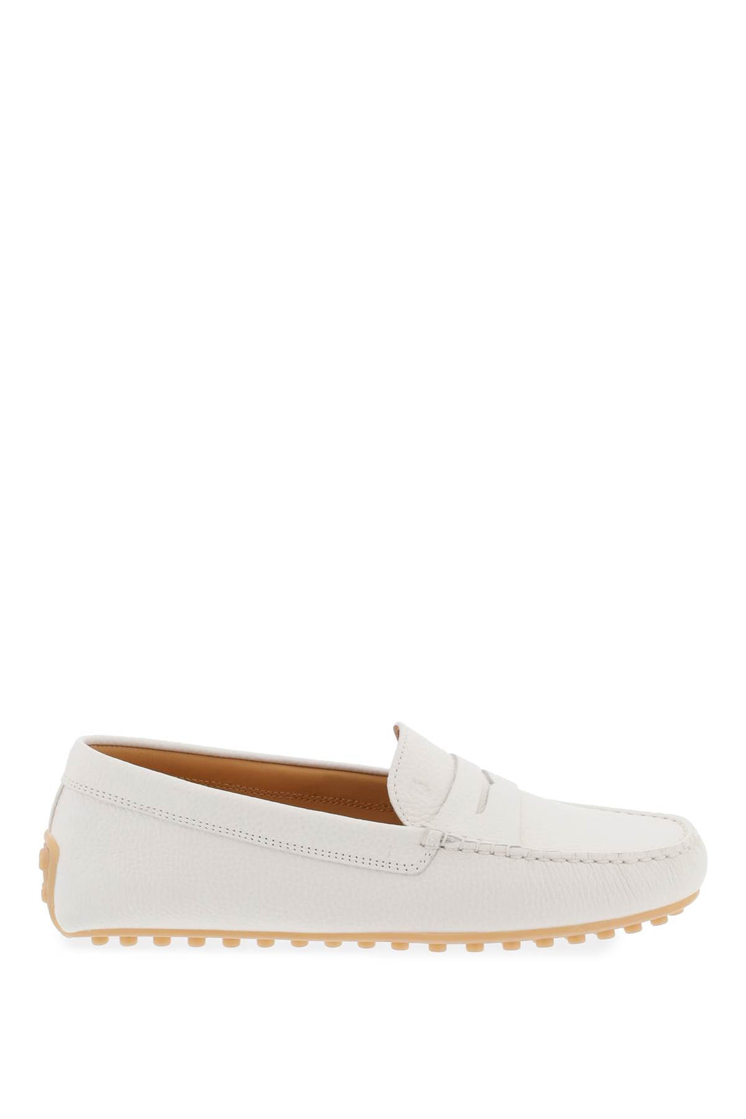 Tod's City Gommino Leather Loafers   Bianco