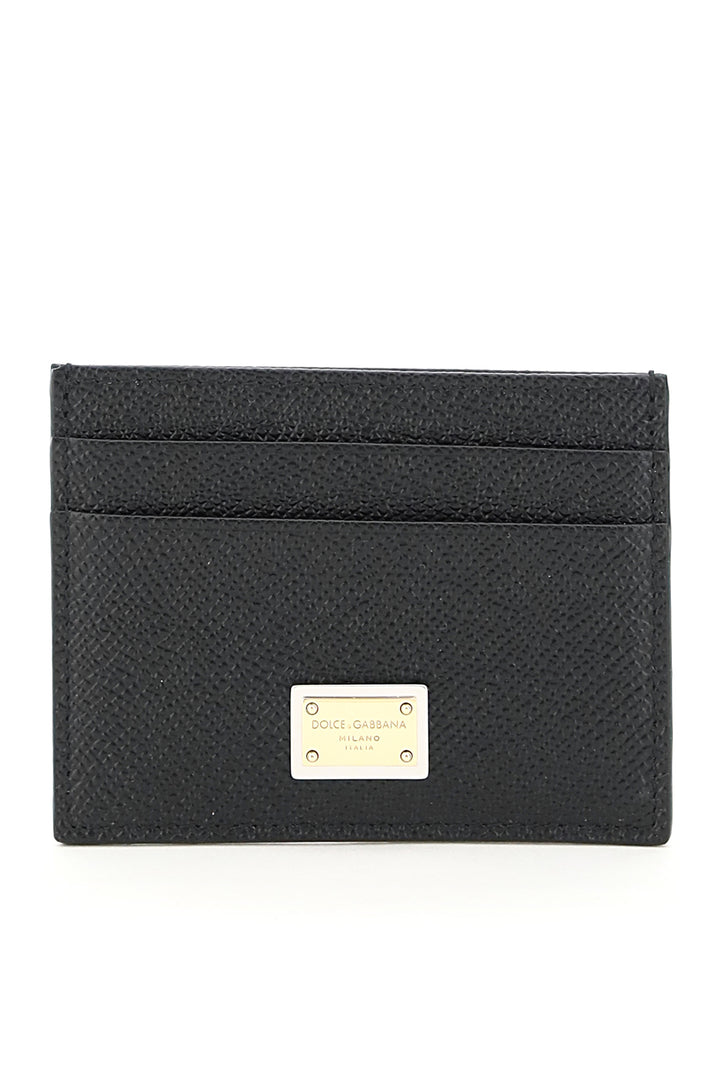 Dolce & Gabbana Leather Card Holder With Logo Plaque   Black