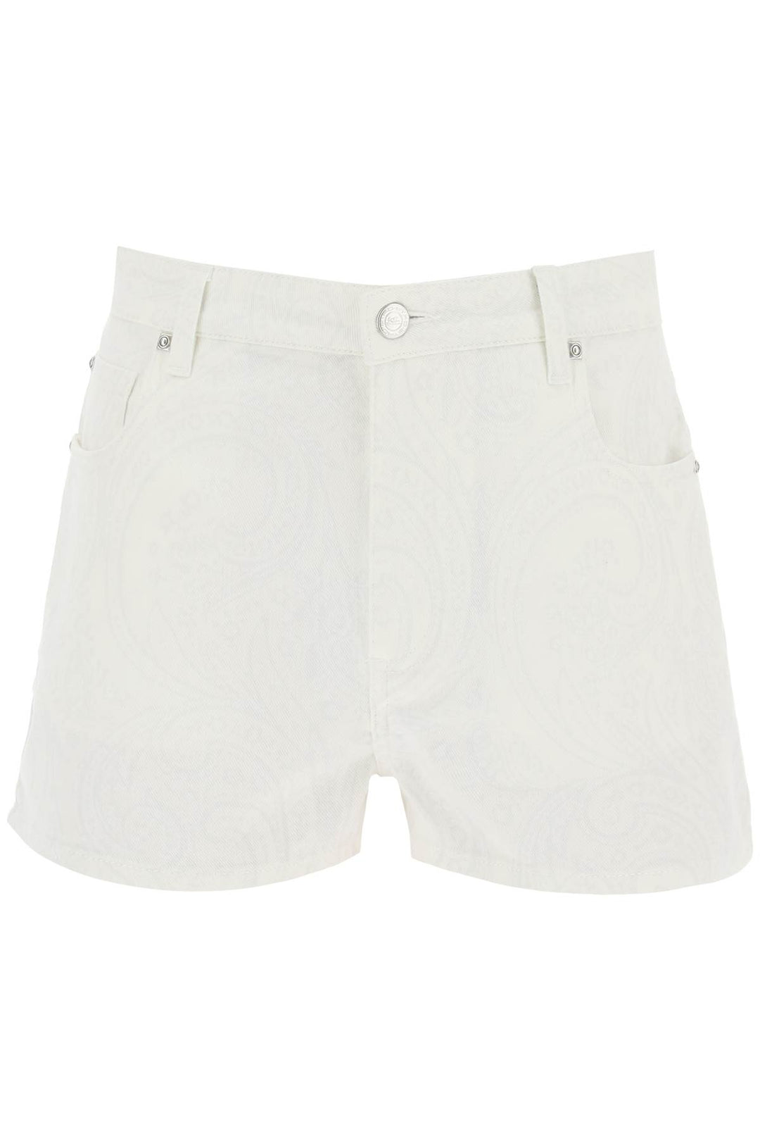 Etro Paisley Denim Shorts   Bianco