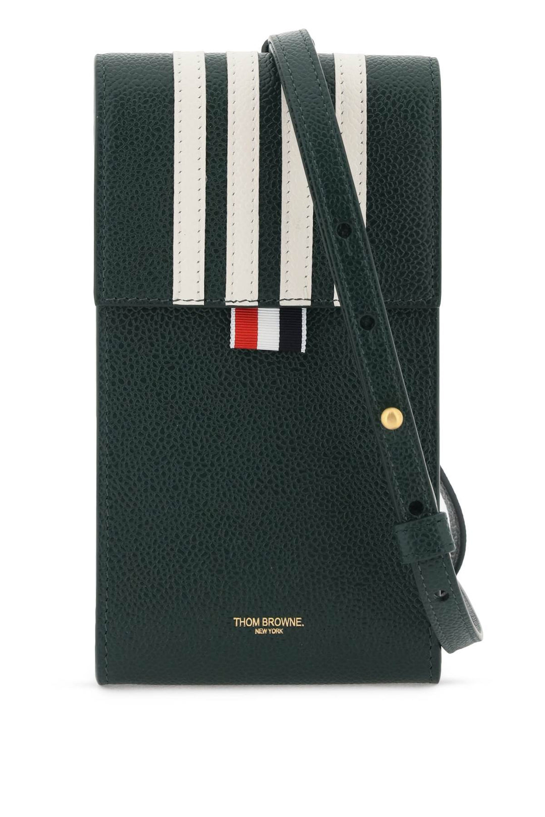 Thom Browne Leather Crossbody Phone Holder   Verde
