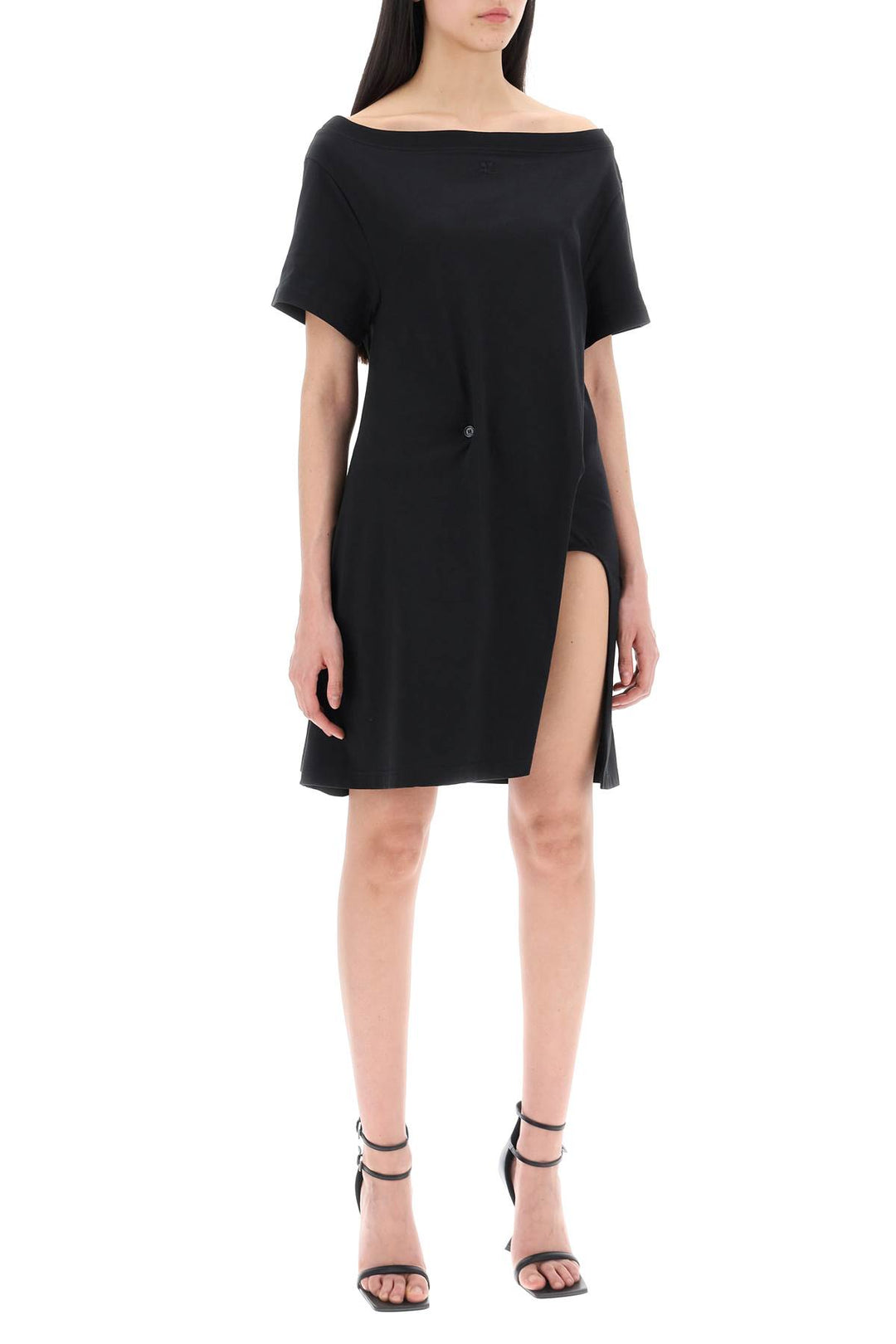 Courreges Twisted T Shirt Mini Dress   Black