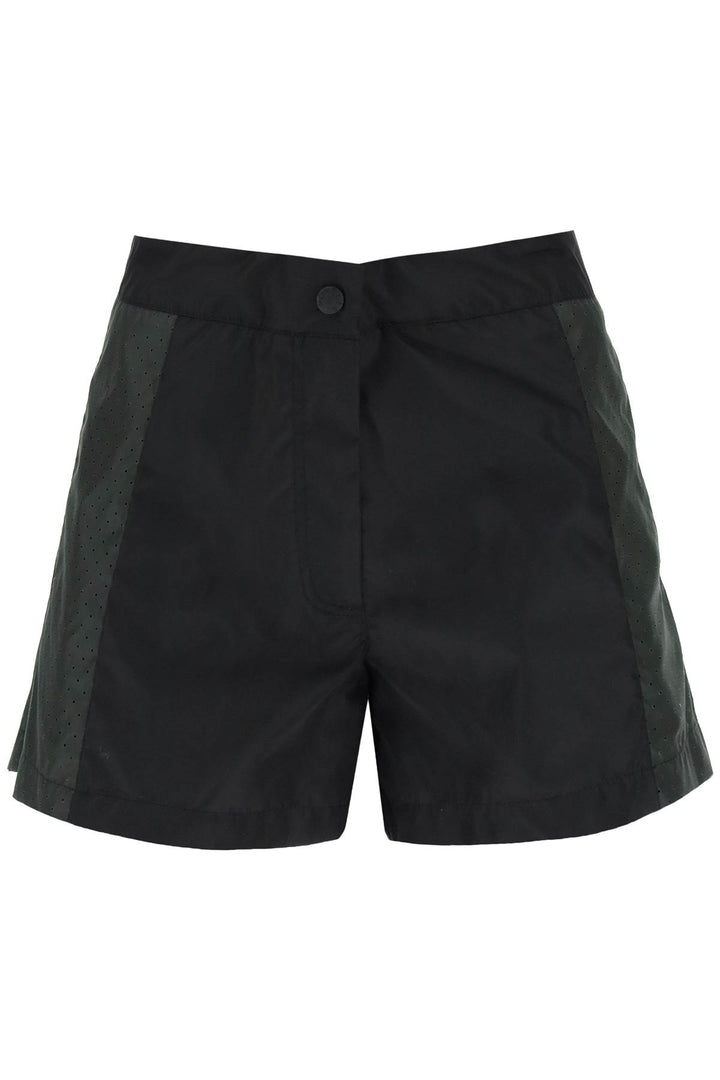 Moncler Born To Protect Nylon Shorts With Perforated Detailing   Nero