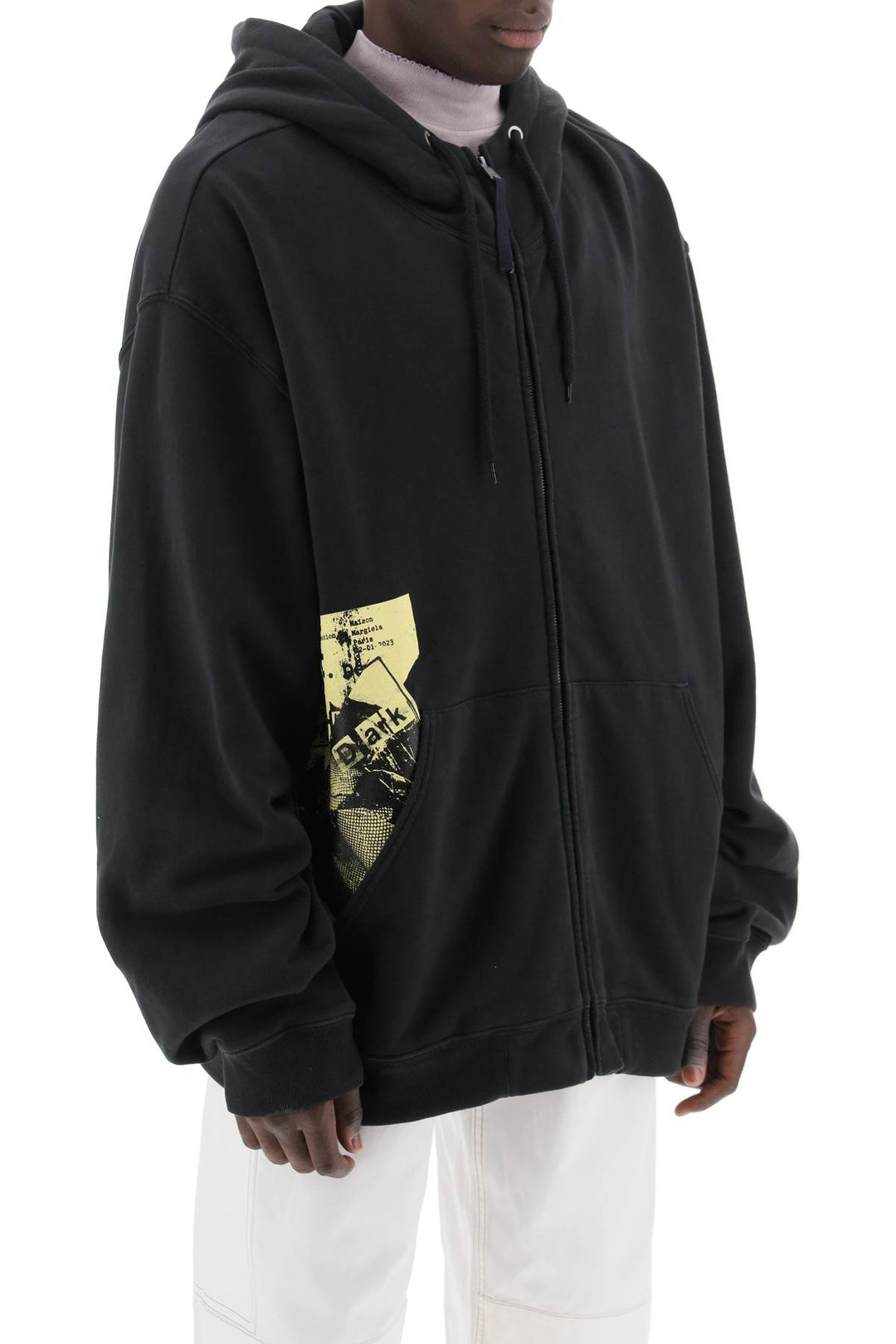 Maison Margiela Replace With Double Quotemaxi Zip Up Sweatshirt With   Nero
