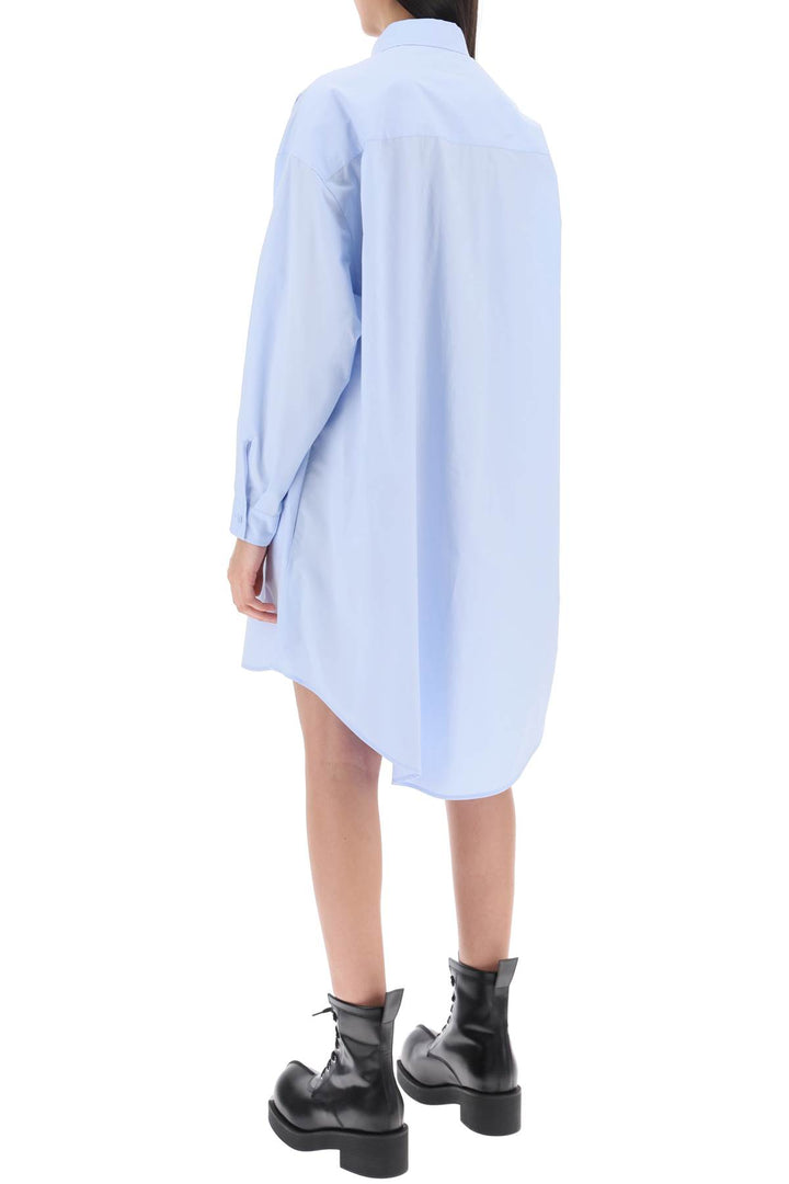 Mm6 Maison Margiela Shirt Dress With Numeric Logo   Light Blue