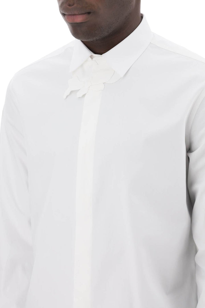 Valentino Garavani Poplin Shirt With Flower Patch Detail   Bianco