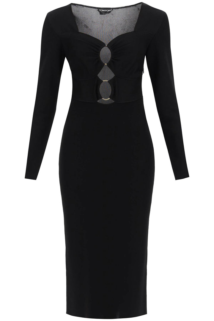 Tom Ford Knitted Midi Dress With Cut Outs   Nero