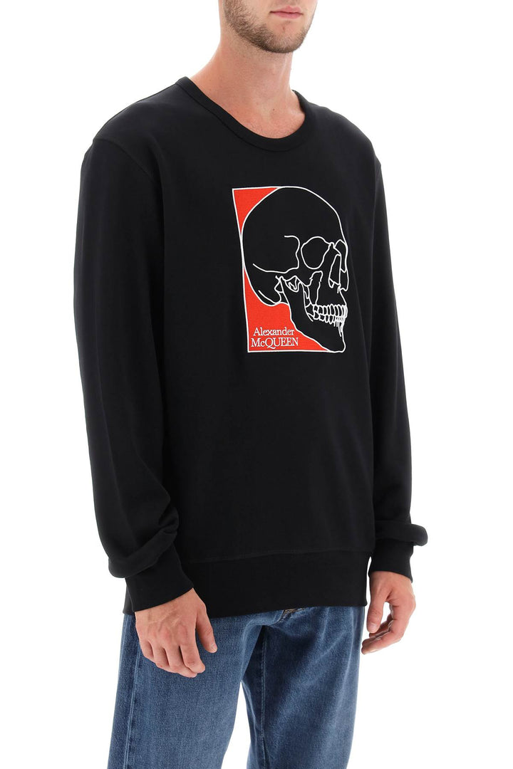 Alexander Mcqueen Crew Neck Sweatshirt With Skull Embroidery   Nero