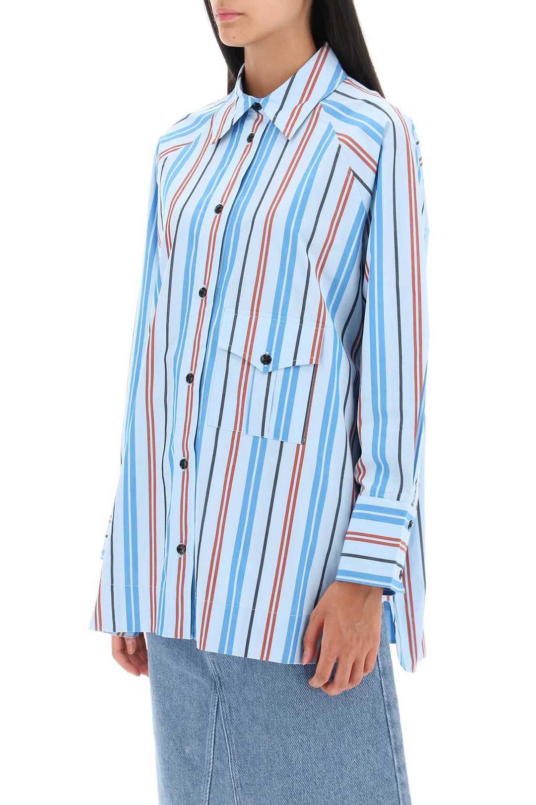 Ganni Oversized Striped Shirt   Celeste
