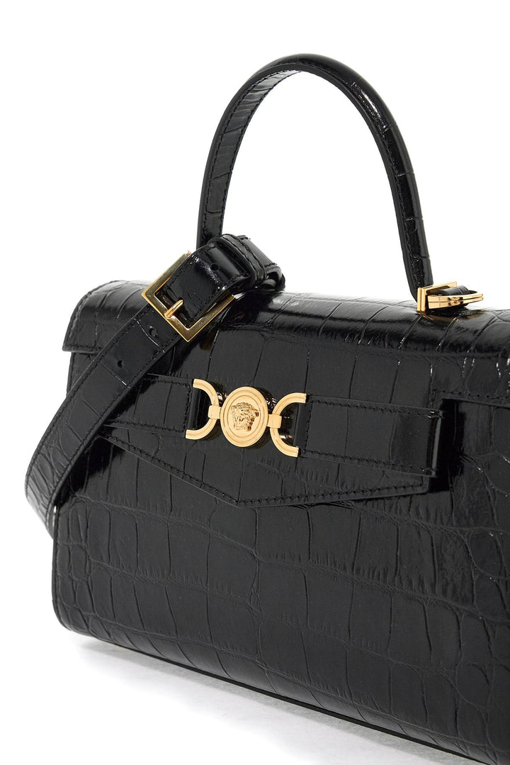 Versace Medusa '95 Handbag With Crocodile   Black