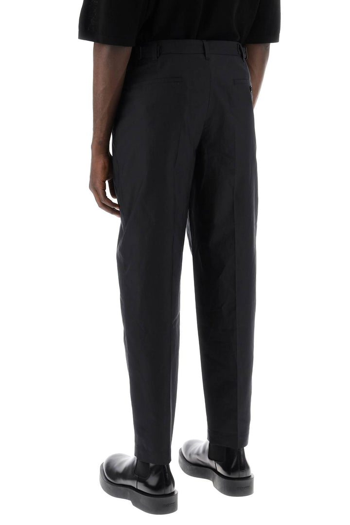 Lemaire Cotton And Silk Carrot Pants For Men   Black