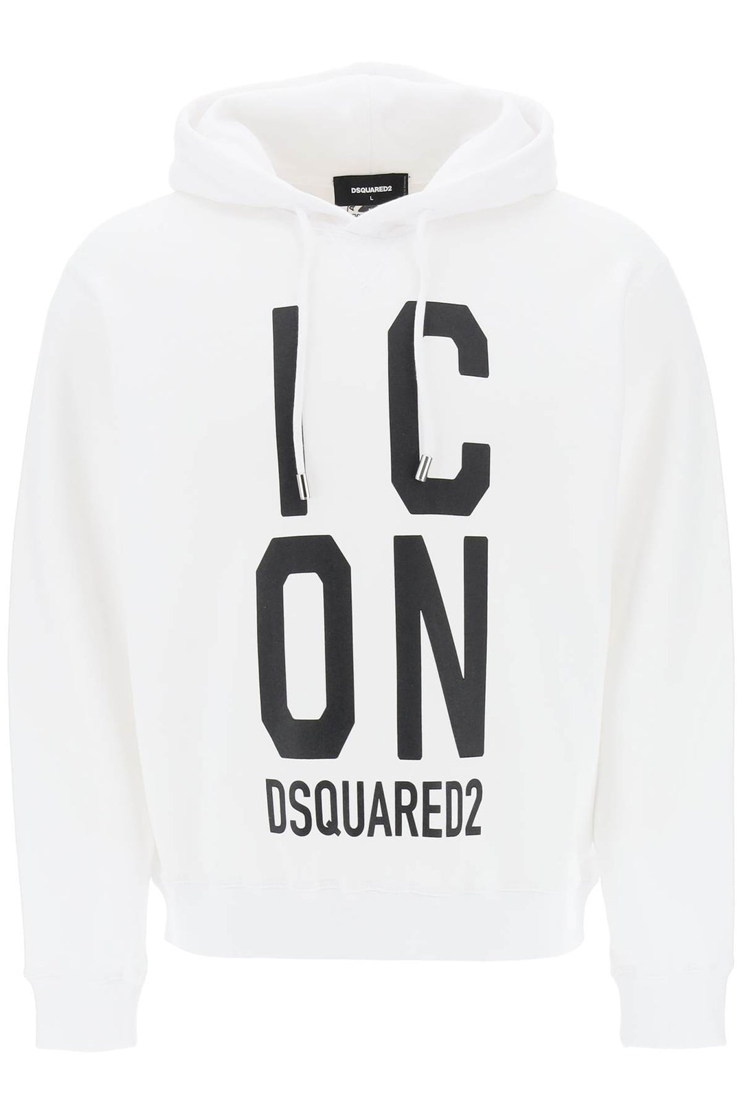 Dsquared2 'Icon Squared' Cool Fit Hoodie With Logo Print   Bianco