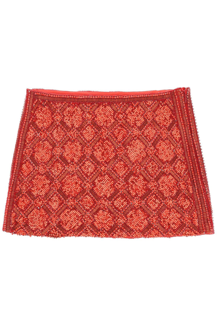R Etro Fete Embroidered Mini Skirt   Rosso