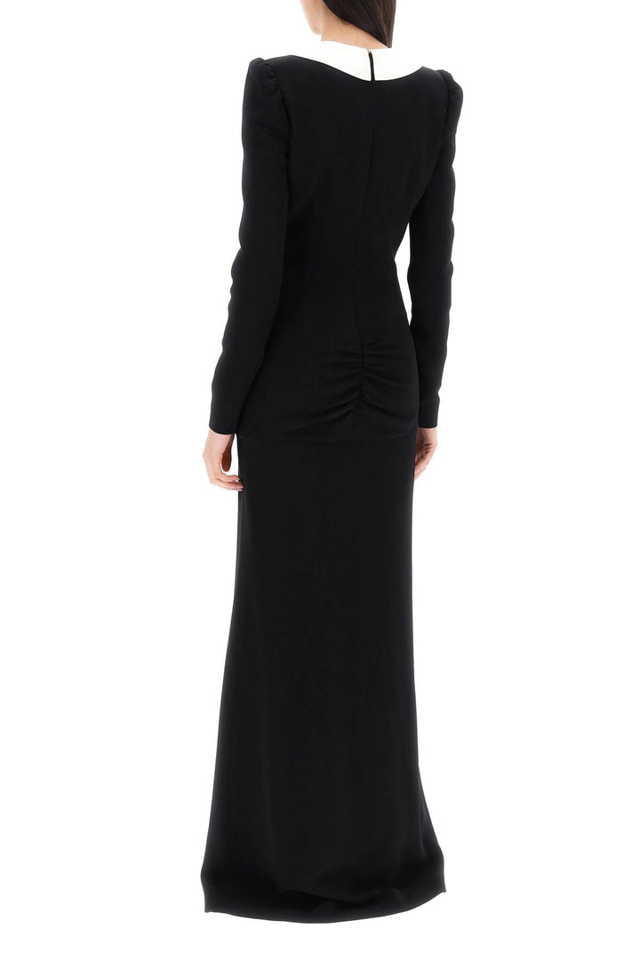 Alessandra Rich Maxi Cady Dress With Pink Applique   Nero