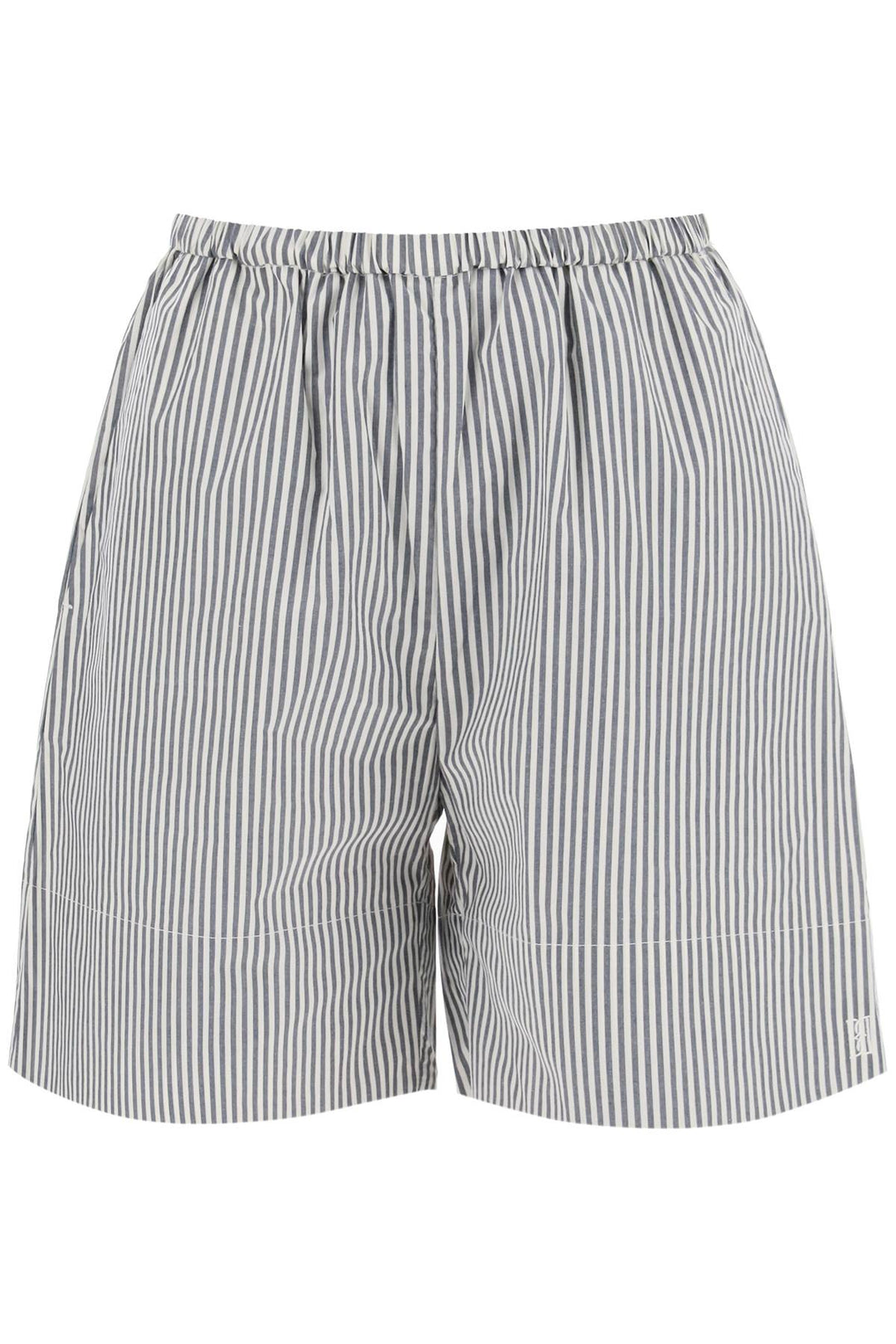By Malene Birger Replace With Double Quotestriped Siona Organic Cotton Shortsreplace With Double Quote   Blu