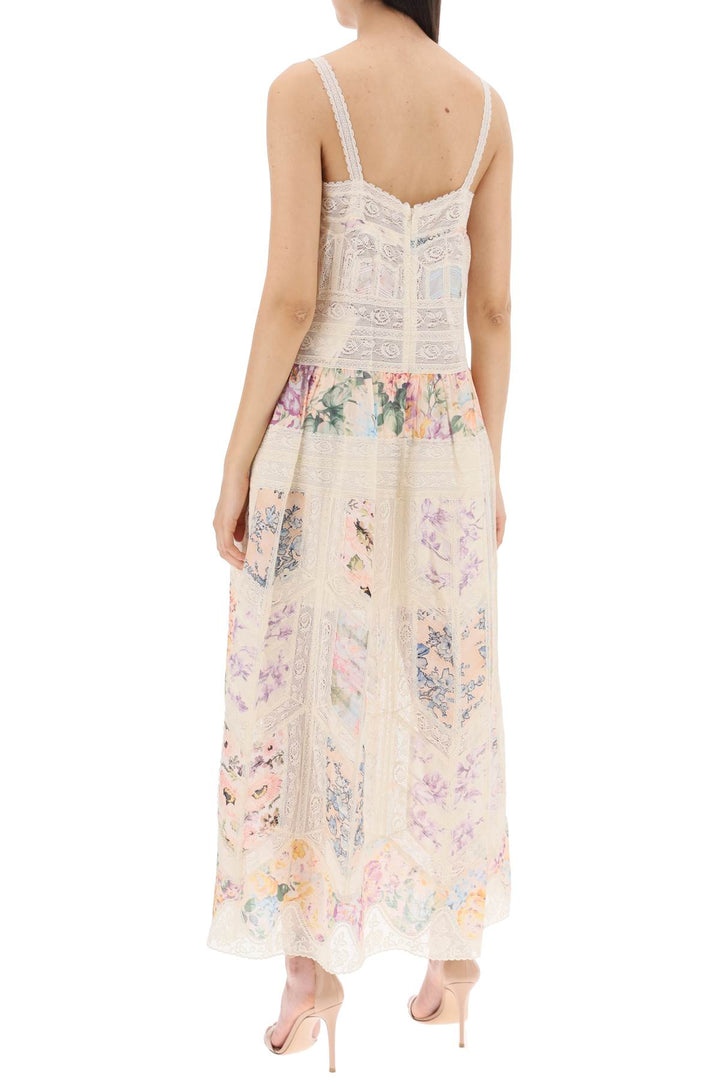 Zimmermann Floral Dress With Lace Trim   Multicolor