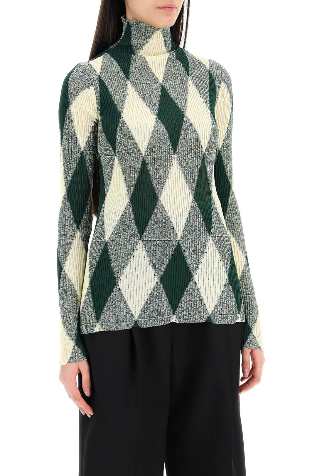 Burberry Striped Cotton And Silk Sweater Verde