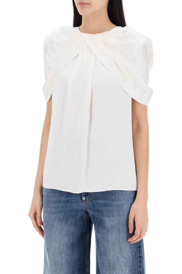 Stella Mc Cartney Satin Blouse With Petal Sleeves   White