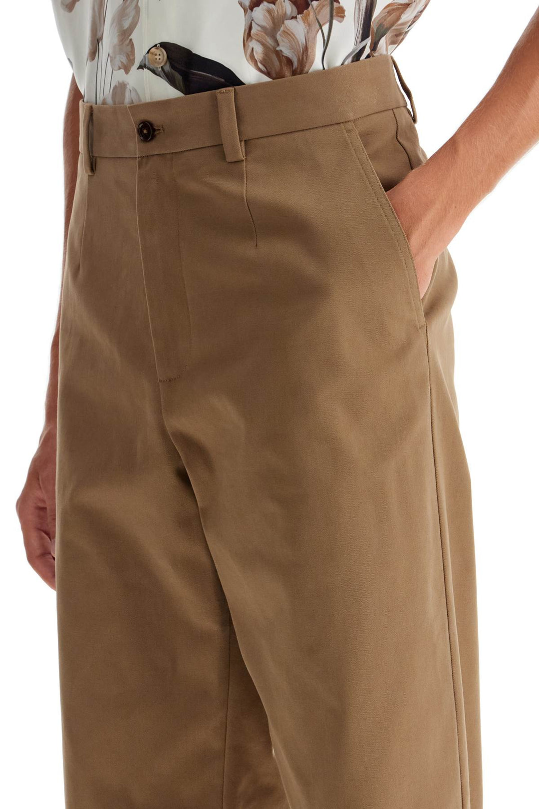 Dolce & Gabbana Straight Cotton Stretch Pants In 8   Brown