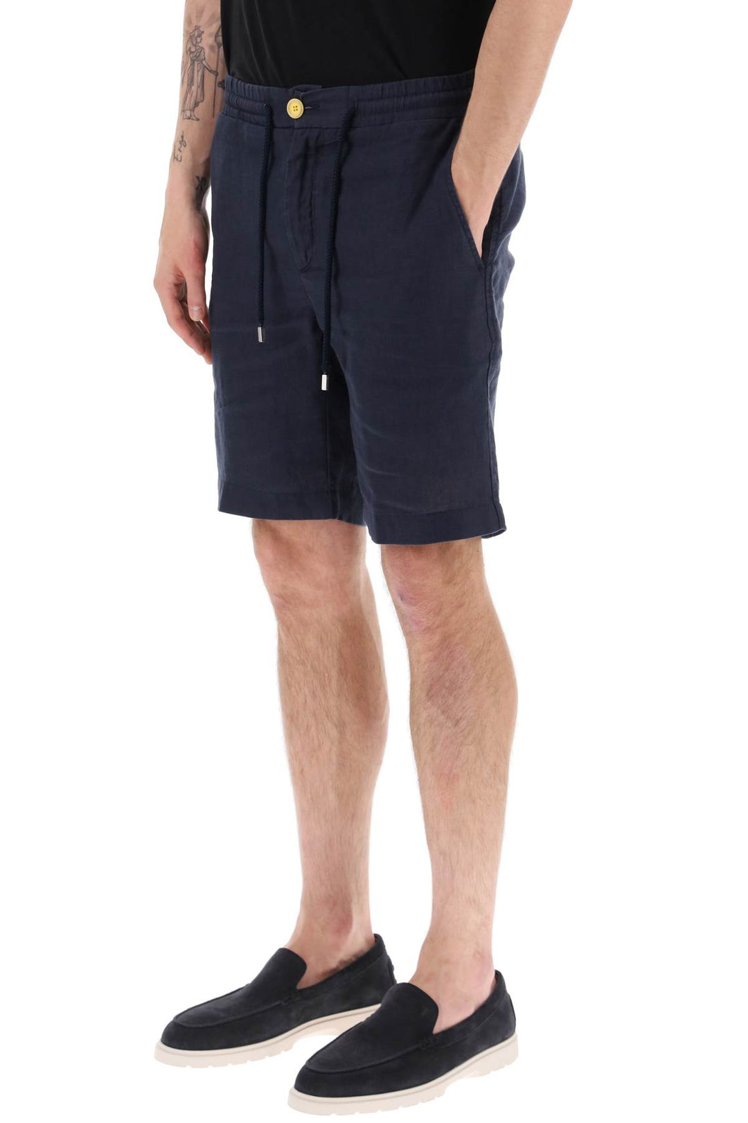 Vilebrequin Linen Drawstring Shorts   Blu