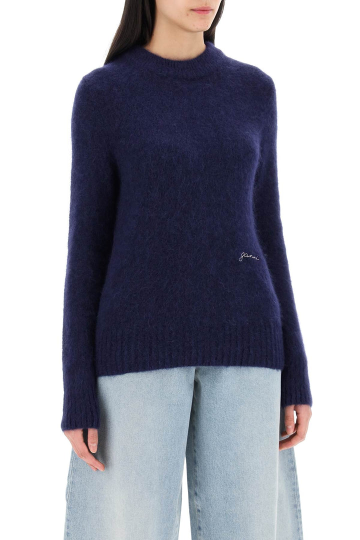 Ganni Brushed Alpaca And Wool Sweater   Blu