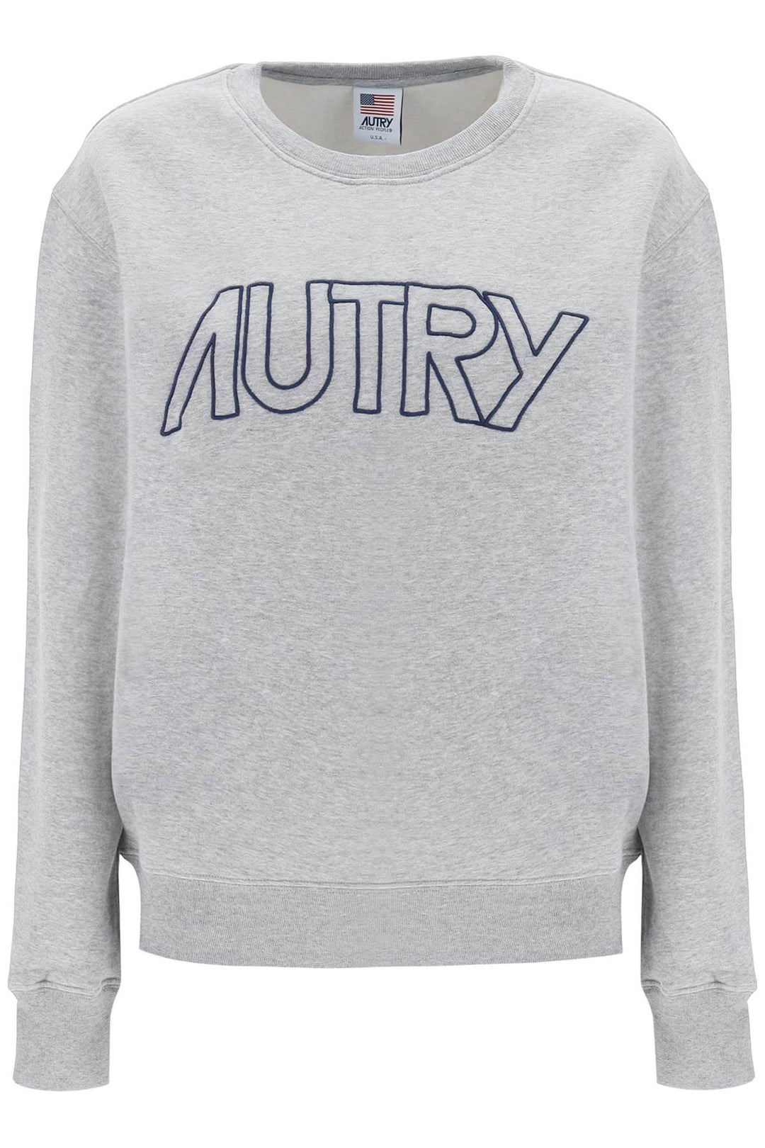 Autry Crew Neck Sweatshirt With Logo Embroidery   Grigio