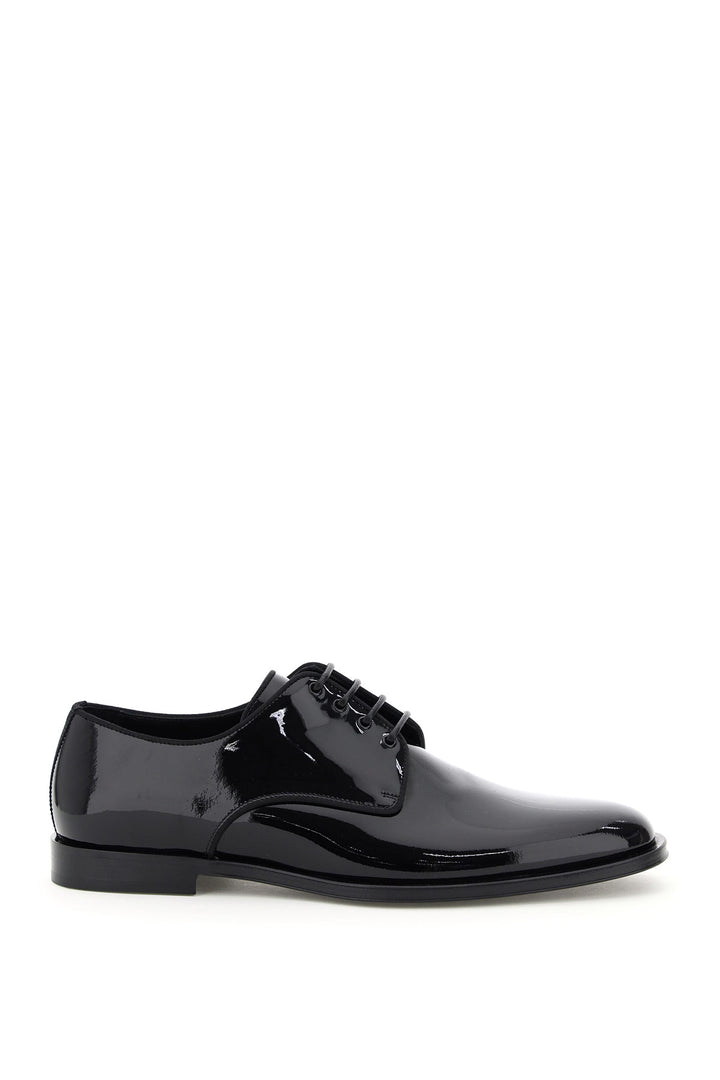 Dolce & Gabbana Patent Leather Lace Up Shoes   Black