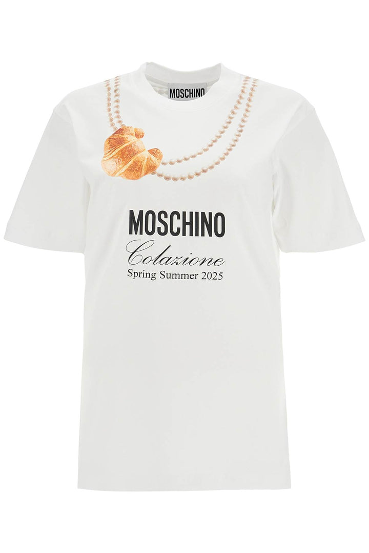 Moschino t-shirt with croissant and pearls print