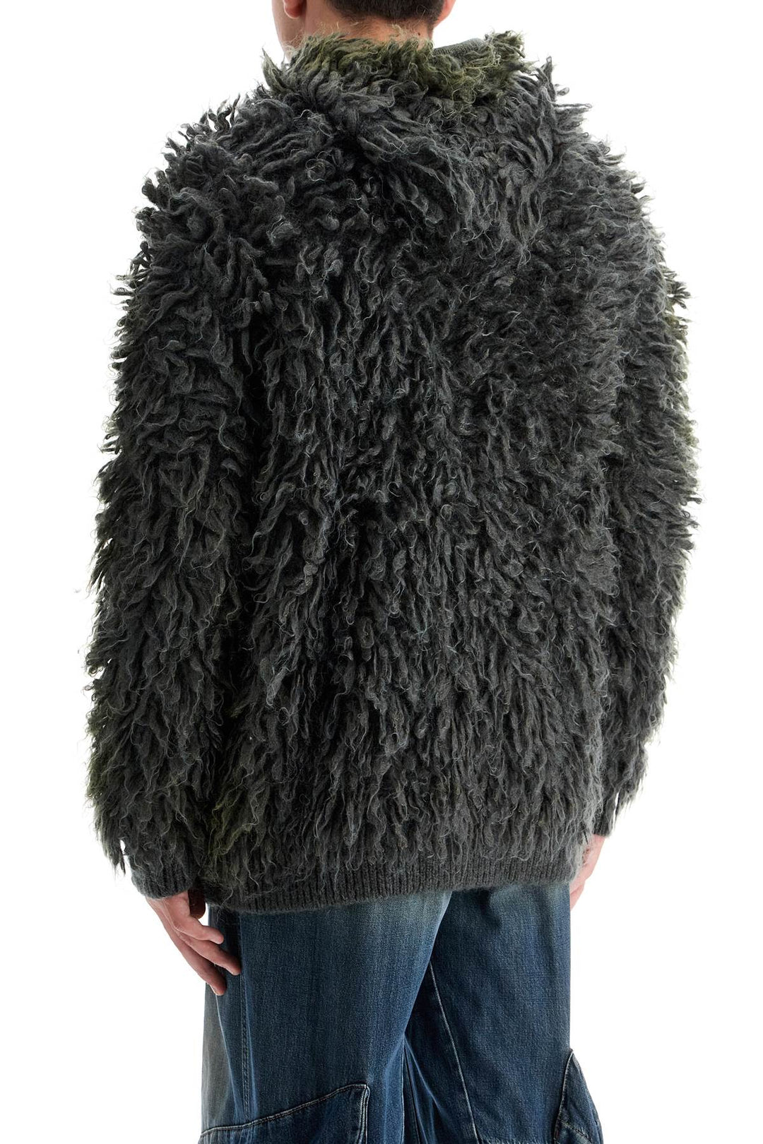 Diesel shaggy knit cardigan with hood