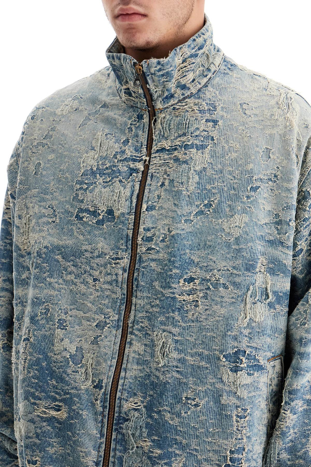 Diesel distressed denim jacquard jacket