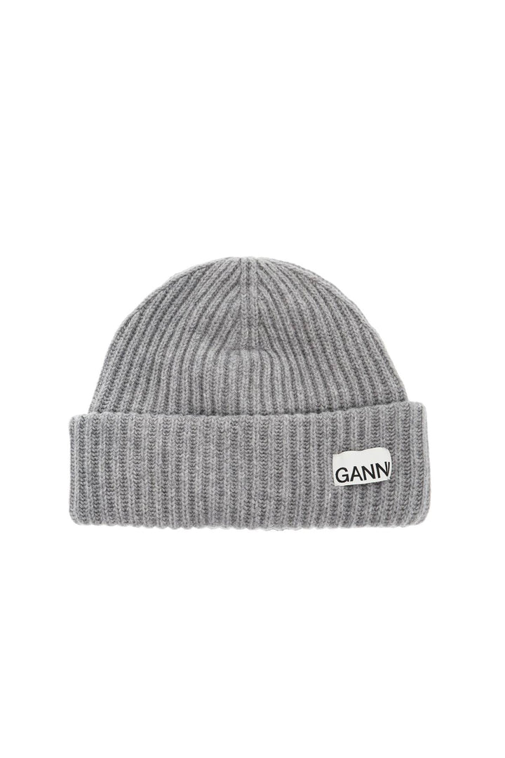 Ganni beanie hat with logo