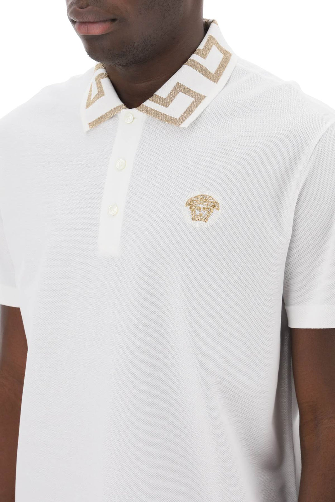 Versace polo shirt with greca collar