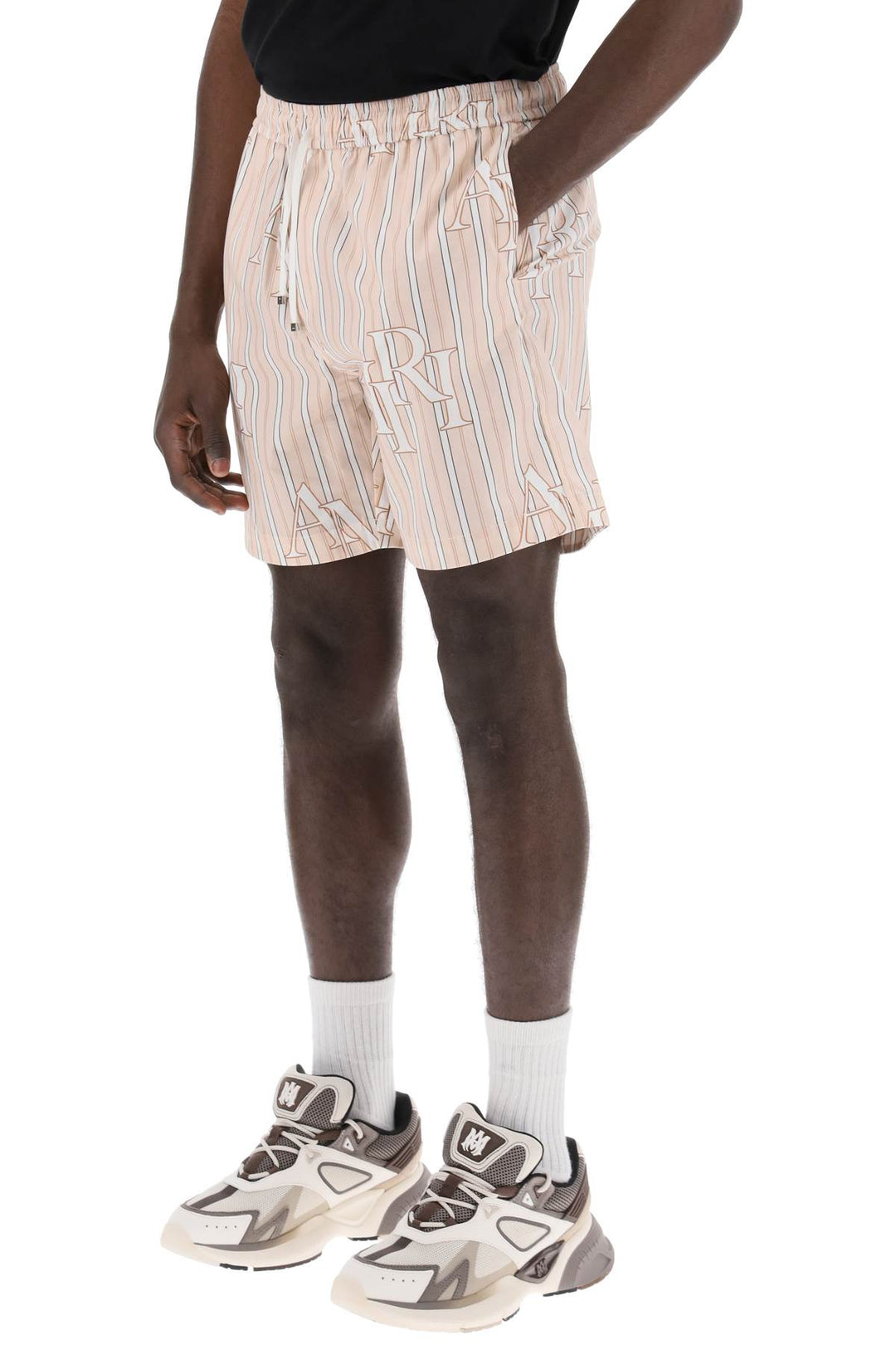 Amiri stripe bermuda shorts with logo